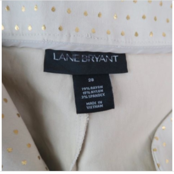 Lane Bryant Lena Stretch Gold Print Cream Pant 28W - Picture 7 of 8